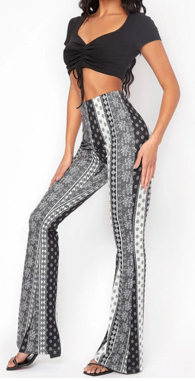 Pants-Black/White Flare Leg