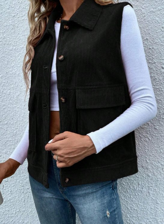 Vest-Flap Pocket Corduroy Vest