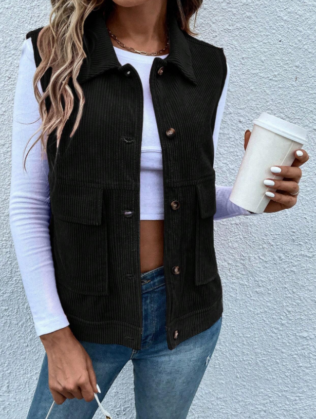 Vest-Flap Pocket Corduroy Vest