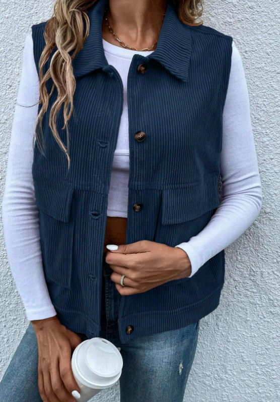 Vest-Flap Pocket Corduroy Vest