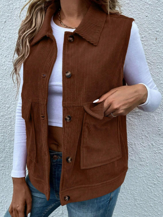 Vest-Flap Pocket Corduroy Vest