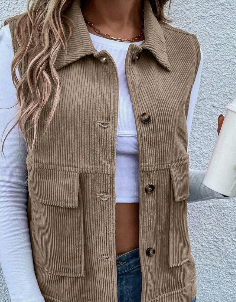 Vest-Flap Pocket Corduroy Vest